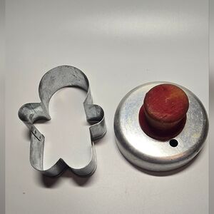 Unique Vintage Silver Metal Gingerbread Cutter And Buscuit Cutter